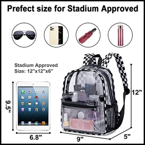 Clear Mini Backpack PVC See Through Stadium Approved Security Travel Daypack